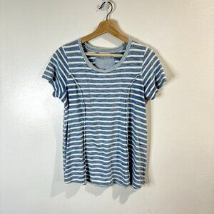 Jane and Delancey T-shirt Size M Nautical Stripe Blue White Beach Cotton